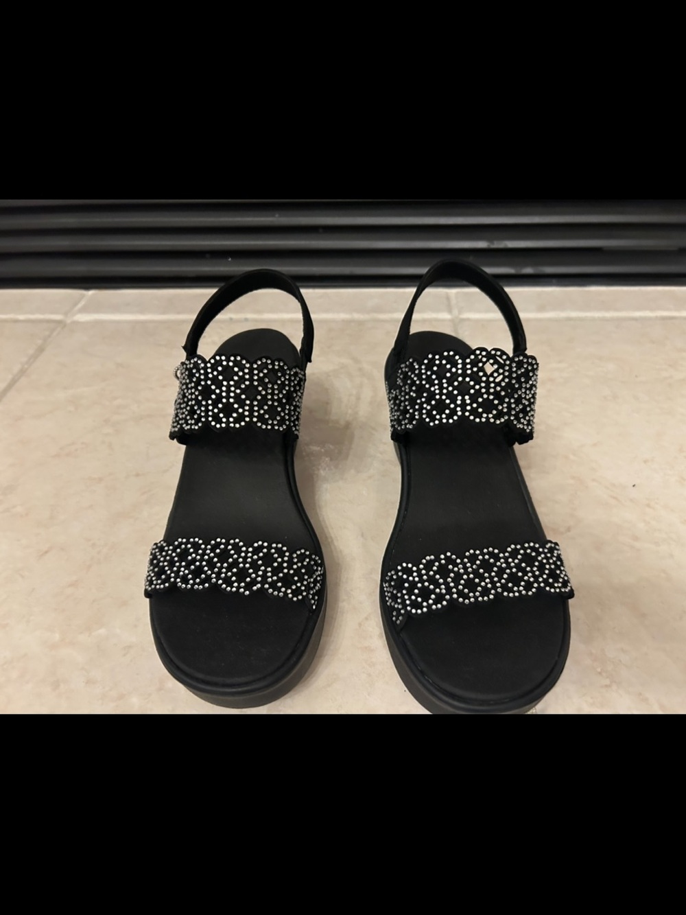 New black Skechers Women's Rumble On Sassy Dayz Wedge Slip On Sandals - Size 9 - Picture 10 of 15